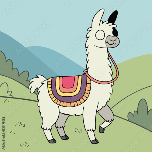 illustration of a camel in mountains