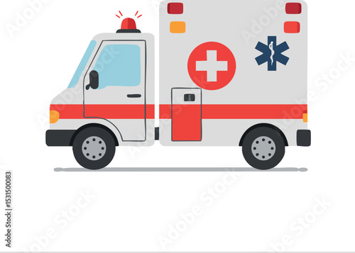 Ambulance emergency medical vehicle with red cross and star of life symbols vector illustration 