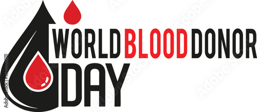 World blood donor day logo with blood drop illustration supporting donation cause