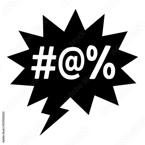 Censored Swear Word Speech Bubble Vector Icon - Comic Book Style Expletive Symbol