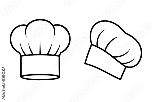 Chef Hats Outline Icon Set - Culinary Professional Headwear