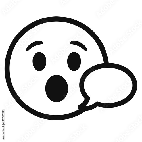 Surprised Emoji Face with Speech Bubble Vector Icon - Expressing Shock, Amazement, or a Sudden Remark