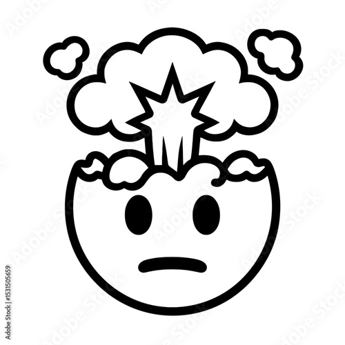 Mind Blown or Exploding Head Emoji Vector Icon - Expressing Shock, Surprise, Amazement, or Overwhelm