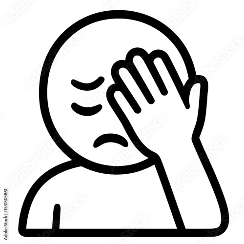 Facepalm Emoji Vector Icon - Expressing Disappointment, Embarrassment, Frustration, or Shame