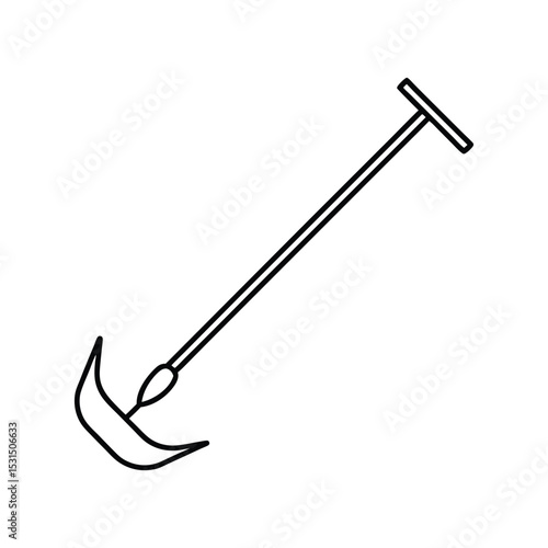 hoe plough line art on white background