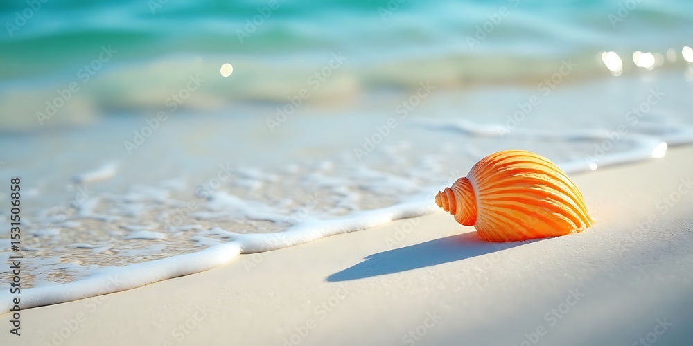 Obraz premium Seashell on sandy beach close up