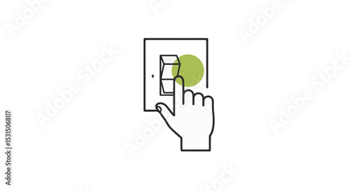 Illustration of a hand pushing a switch, concept on or off.