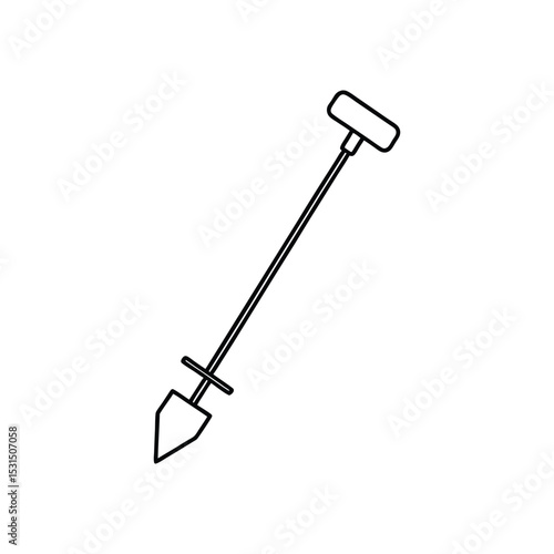 soil auger line art on white background