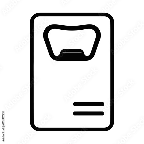 Simple Black and White Bottle Opener Outline Vector Icon - Kitchen and Bar Tool Graphic