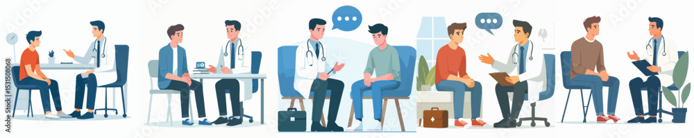 vector character talking with doctor vector character talking with doctor