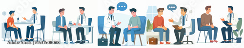 vector character talking with doctor