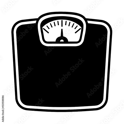 Black and White Outline Icon of a Bathroom Weight Scale