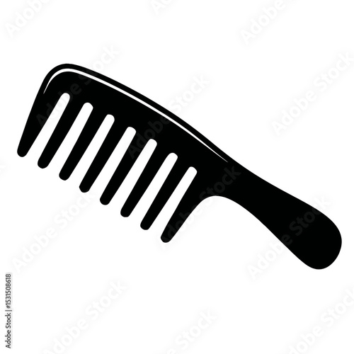 Black Silhouette Icon of a Comb for Hair Styling and Grooming
