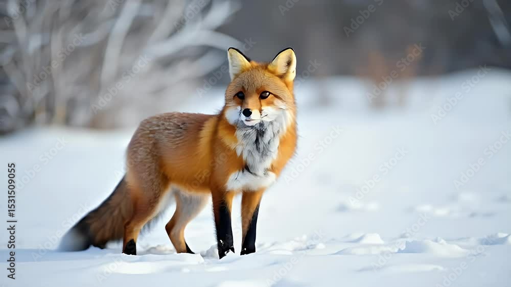 Red fox in winter scene Red fox in winter scene