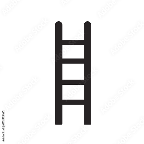 Simple ladder icon.  Ladder illustration with four rungs.  Straight ladder graphic for construction website or app.  Ladder symbol perfect for building industry materials.  