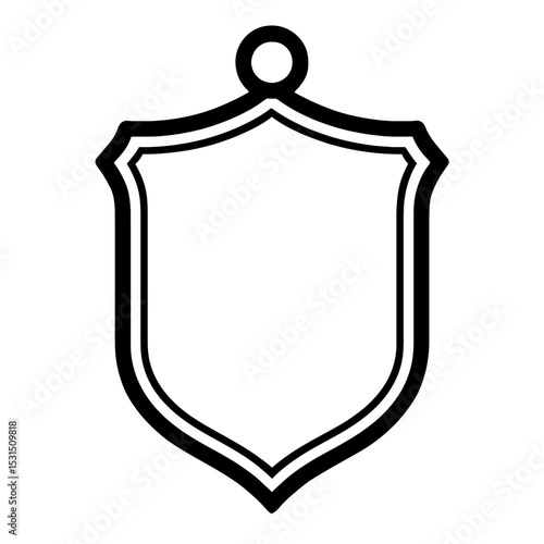 Simple Black and White Blank Shield Tag or Fob Icon - Label Element