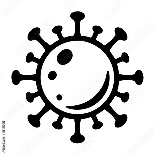 Simple Black and White Virus Icon - Microbe or Germ Symbol