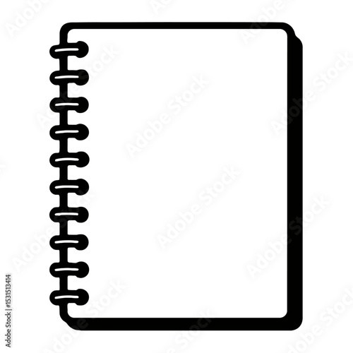 Minimalist Black Outline Spiral Notebook Icon - Stationery
