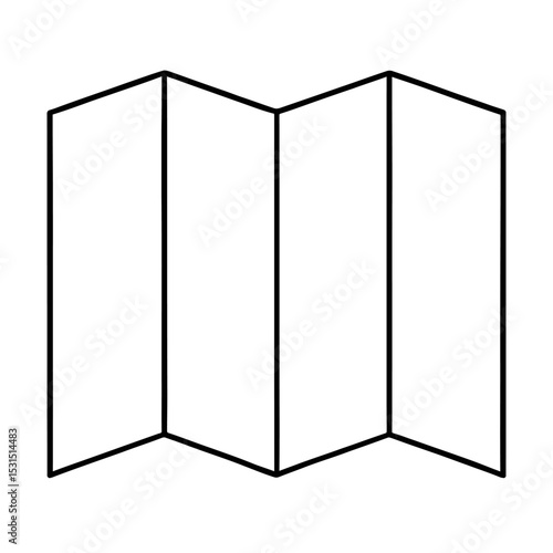 Minimalist Black and White Folding Room Divider Screen Outline Vector - Interior Design Element