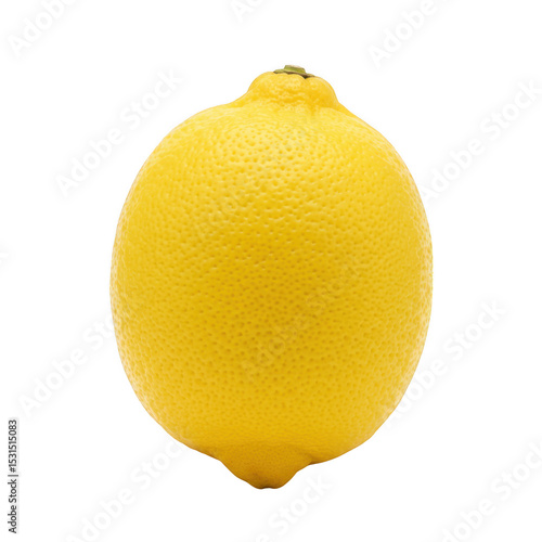 Single ripe yellow lemon isolated on transparent background