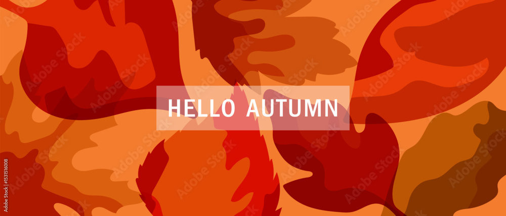 Fototapeta premium Autumn sales advertising template. Fashionable banner with autumn leaves, autumn poster, background, web banner.