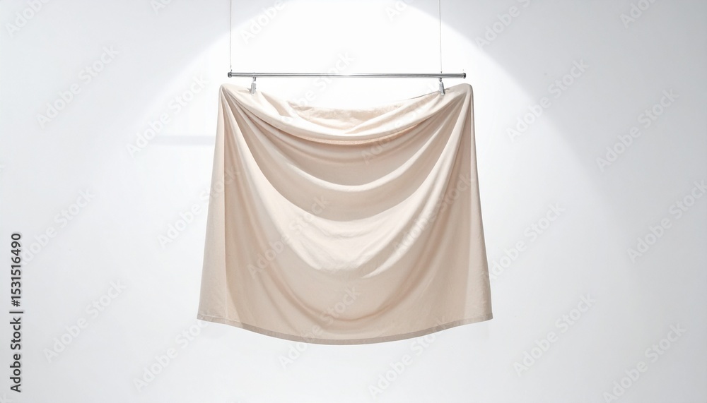 Neutral Draped Fabric on Hanger Hook – Fashion Studio Shot Neutral Draped Fabric on Hanger Hook – Fashion Studio Shot