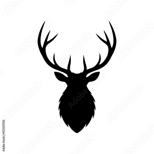 Front view elk head silhouette vector flat illustration design.