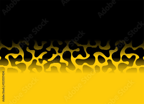 Horizontal Vector transition from black to yellow. Abstract Pattern on the skin of an animal, reptile, fish. Striped vector background of thin lines for covers, posters. packaging. Camouflage. Predato