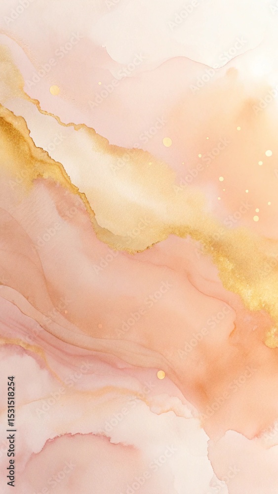 Fototapeta premium abstract watercolor in soft peach and radiant gold