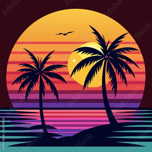 Tropical Sunset: Beach Art

