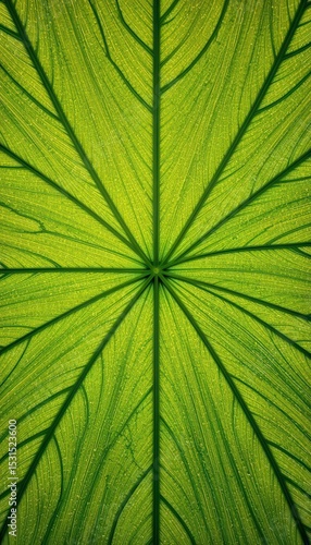 Vibrant green leaf background design for mobile displays capturing intricate vein patterns