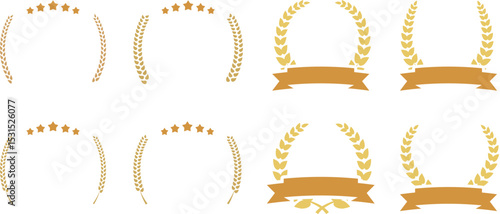 金色の月桂樹のマークのセット