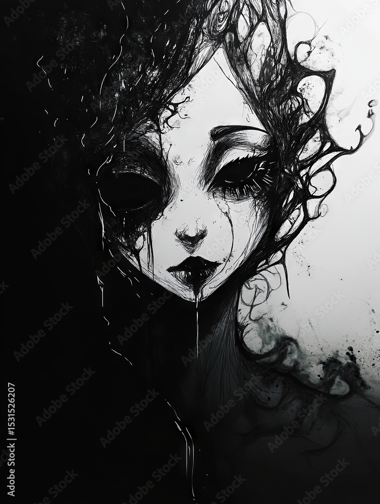 Fototapeta premium Illustrative Woman Face - Close Up