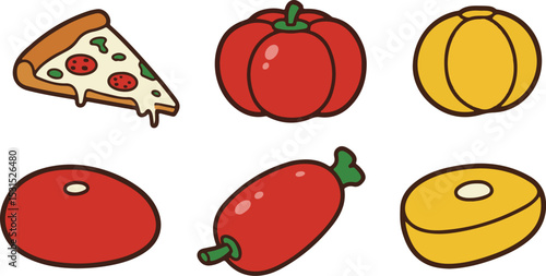Cute Tomato and Red Vegetables Cartoon Illustration