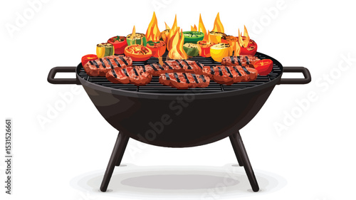 Professional Barbecue Grill Vector Illustration for Outdoor Cooking Design