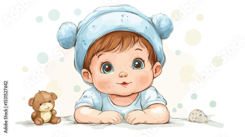 Adorable Cute Cartoon Baby Vector Illustration for Creative Design Projects