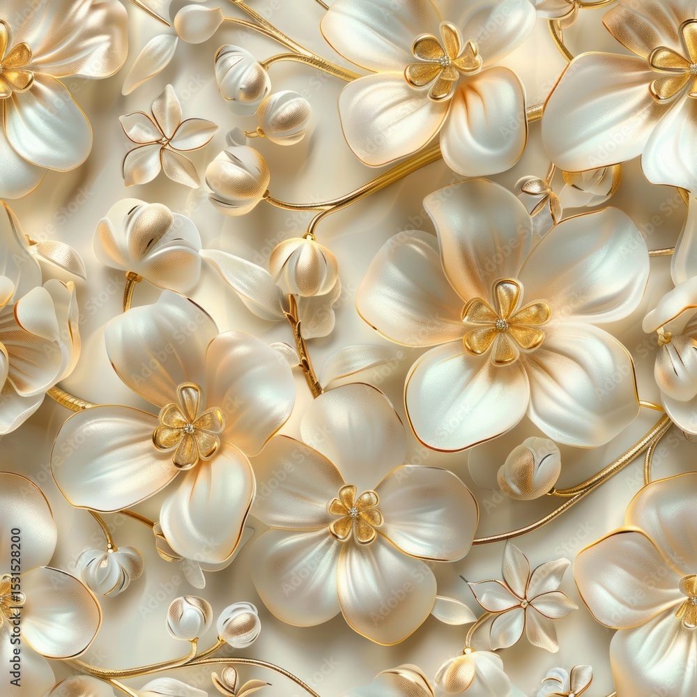 3D flowers beige and gold colors made of wax candy 3D flowers beige and gold colors made of wax candy