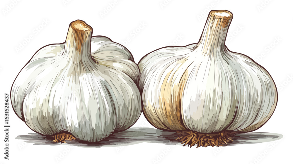 Obraz premium Detailed Garlic Vector Illustration for Culinary Designs and Food Concepts