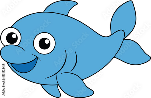 happy hake   cartoon fish on white background   ff.eps