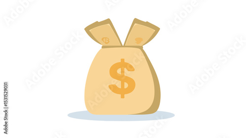 Professional Money Bag Flat Icon Vector Illustration Isolated