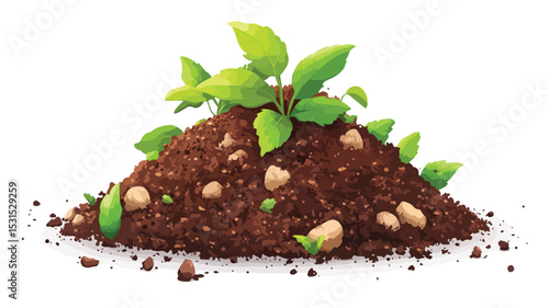Organic Compost Pile Vector Illustration for Eco-Friendly Concepts