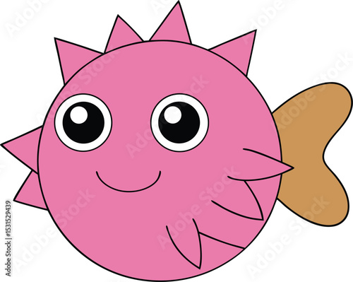 pinky puffer   cartoon fish on white background   .eps