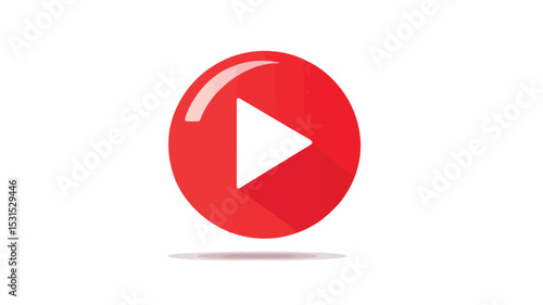 Vibrant Red Play Button Icon Vector Illustration for Multimedia Projects