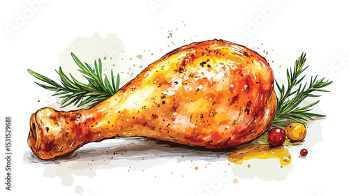 Tasty Roasted Chicken Leg Vector Illustration for Food Lovers