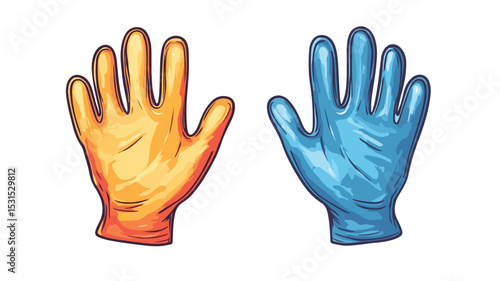 Rubber Gloves Line Icon Vector Illustration - Medical Equipment Concept