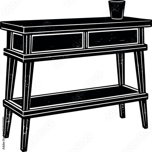 Rustic Console Table With Shelf Shallotte On White Background