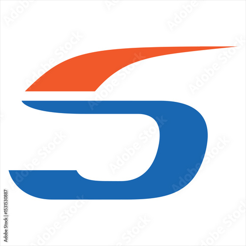Stylish Number Five Graphic in Blue and Orange