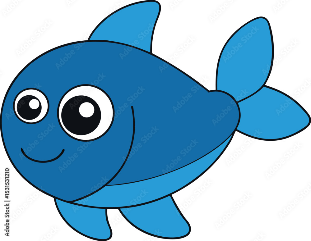 Obraz premium tiny tuna cartoon fish on white background fff.eps