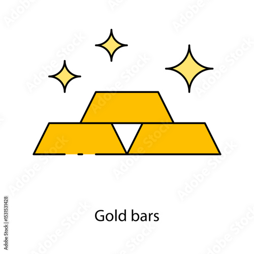 Gold bars single icon vector illustration