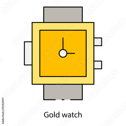 Gold watch single icon vector illustration